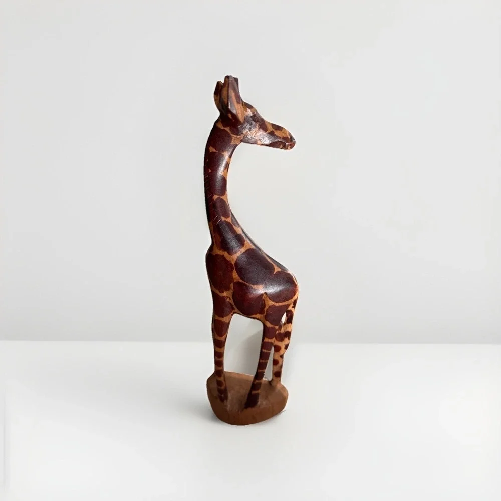 Hand Carved Wooden Giraffe Genuine Besmo Carved In Kenya 12